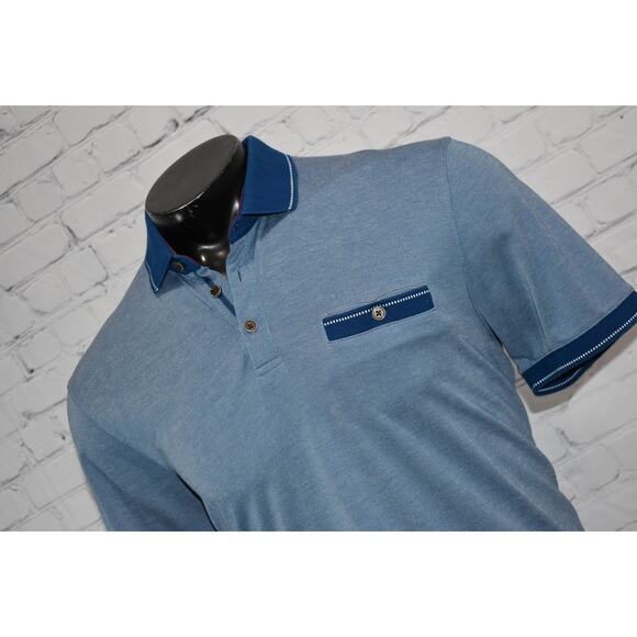 Ted Baker London Golf Polo Shirt Mens Size 6 Large Blue Performance Polyester - Picture 1 of 9